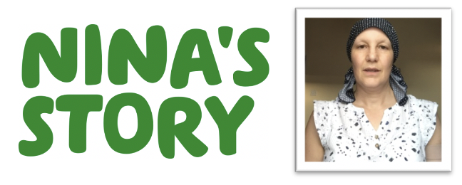 Text reading 'Nina's story' with an image of Nina 