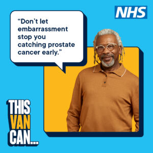A black man with grey hair, beard and glasses and a speech bubble saying: 