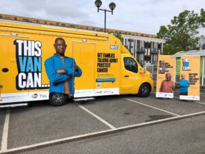 This Van Can - a new yellow prostate cancer awareness van featuring a black man on the side