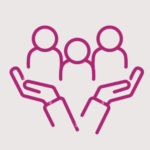 EDI icon showing two hands holding three people.
