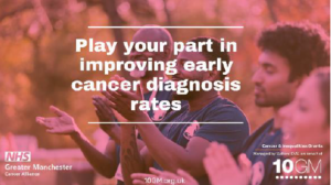 A crowd clapping and the words: Play your part in improving early cancer diagnosis rates