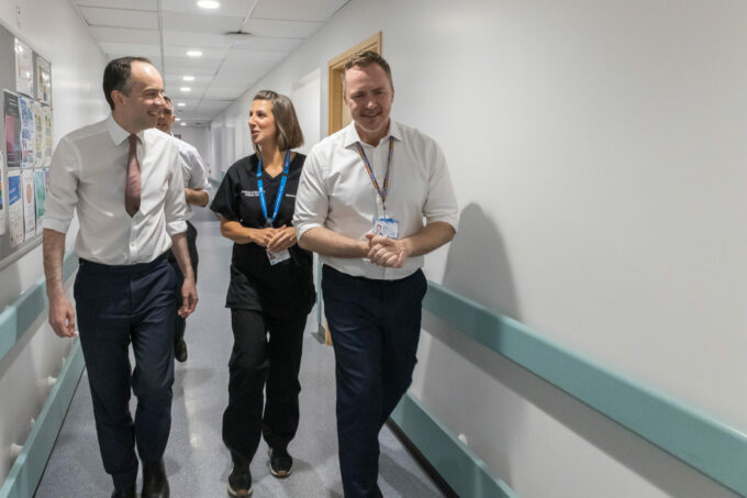 Health Secretary James Murray visited Wythenshawe Hospital to see the chest x-ray AI tool in action